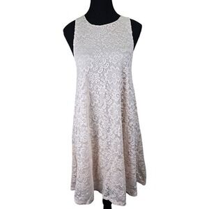 Ginger G Lace Overlay Dress Size Medium Floral‎ Coquette Feminine Bohemian Pink